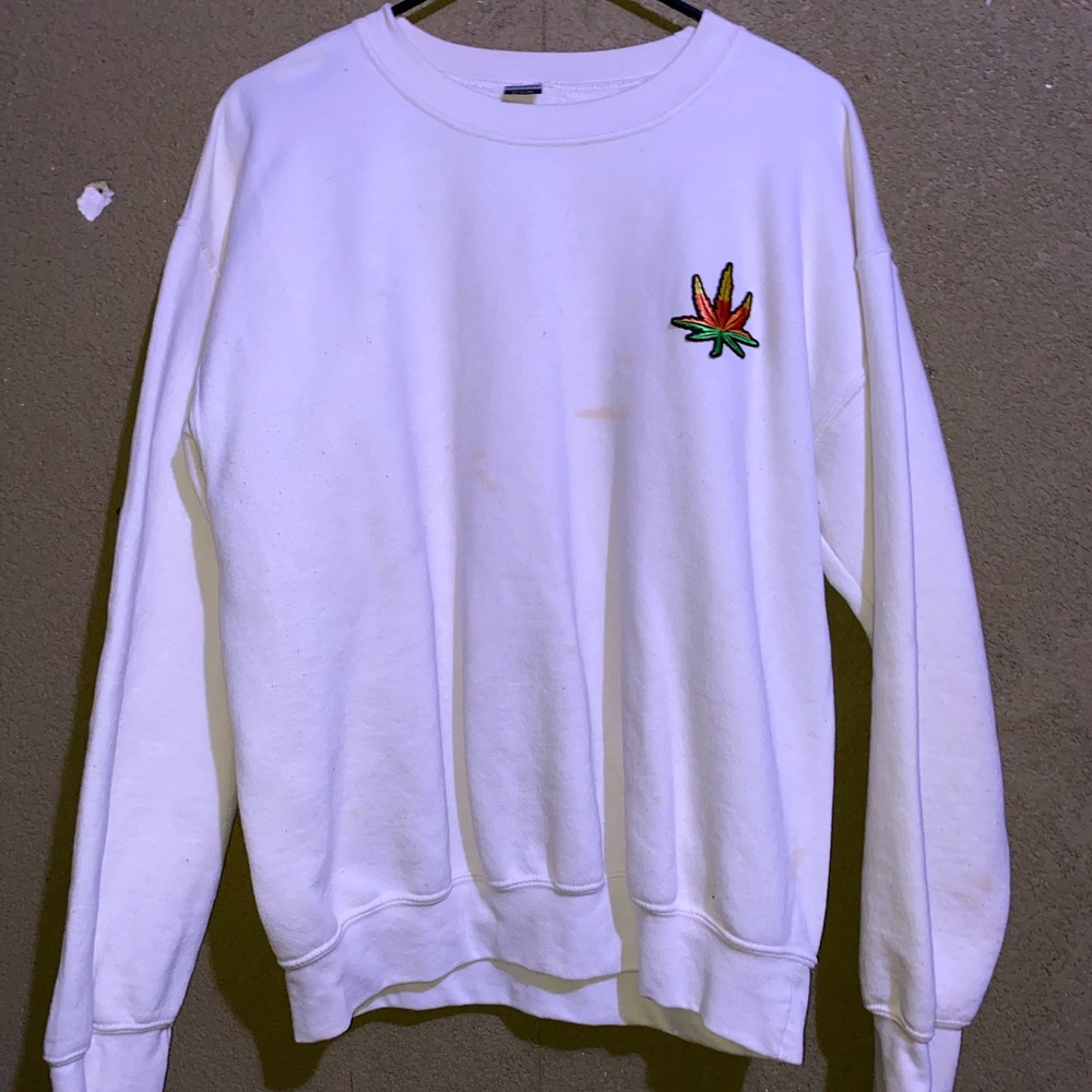 festive pot leaf crewneck